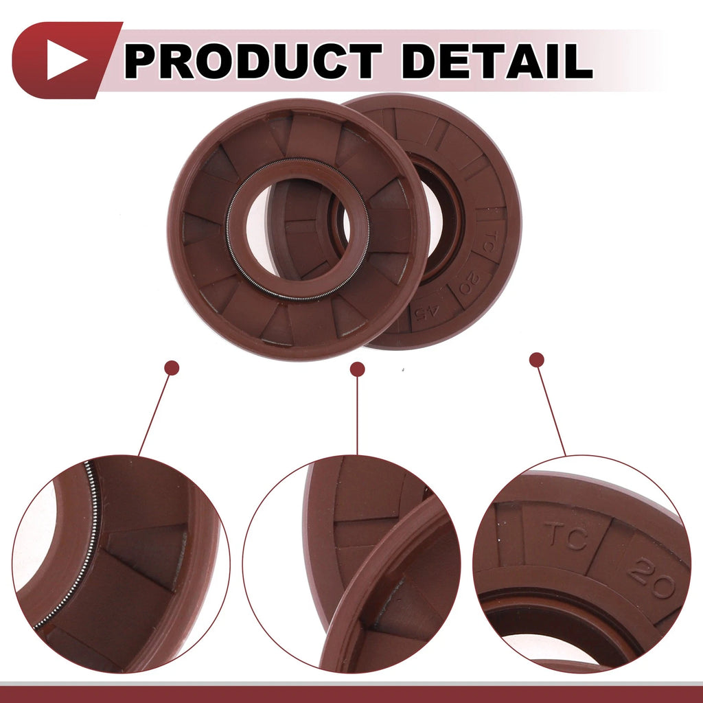 Set of 2 Oil Seal Rotary Shaft Seal FKM Rubber 20x45x7mm