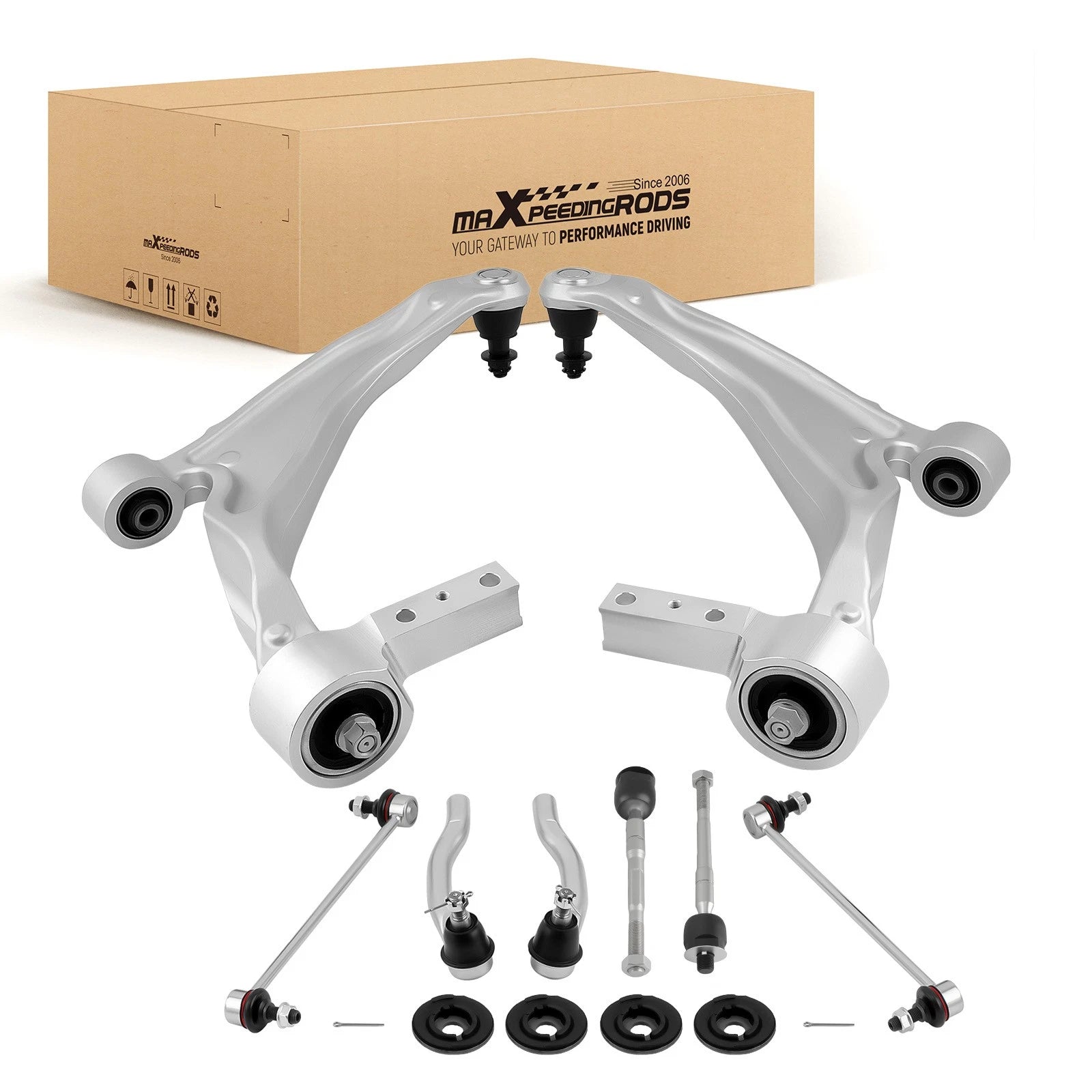 Set of 8 Front Lower Control Arms Tie Rods Sway Bar Links for Acura MDX (2007–2013)