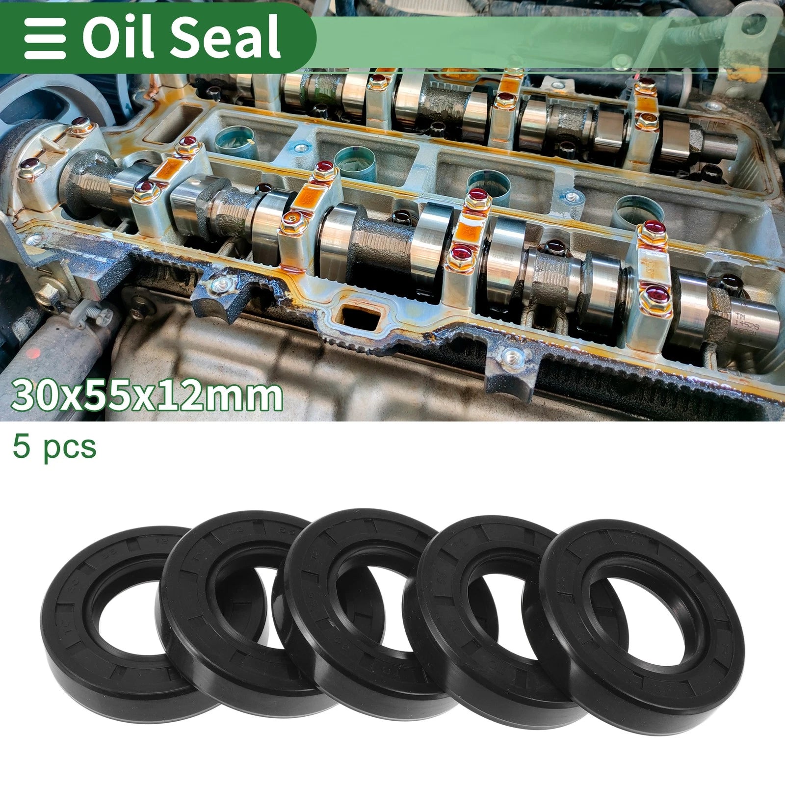 Set of 5 Oil Seal Rotary Shaft Seal NBR Rubber 30x55x12mm for Various Models