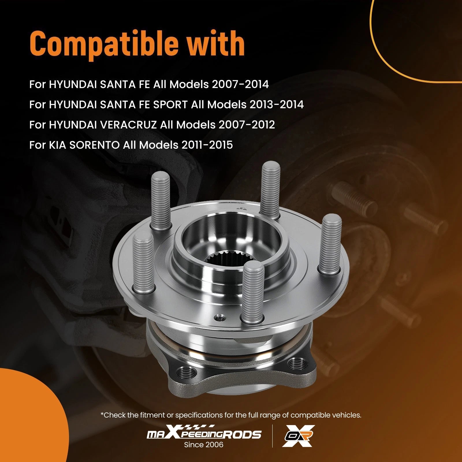 Pair Front Wheel Bearing Hub for Kia Sorento (2011–2015) 513266, 517502B010