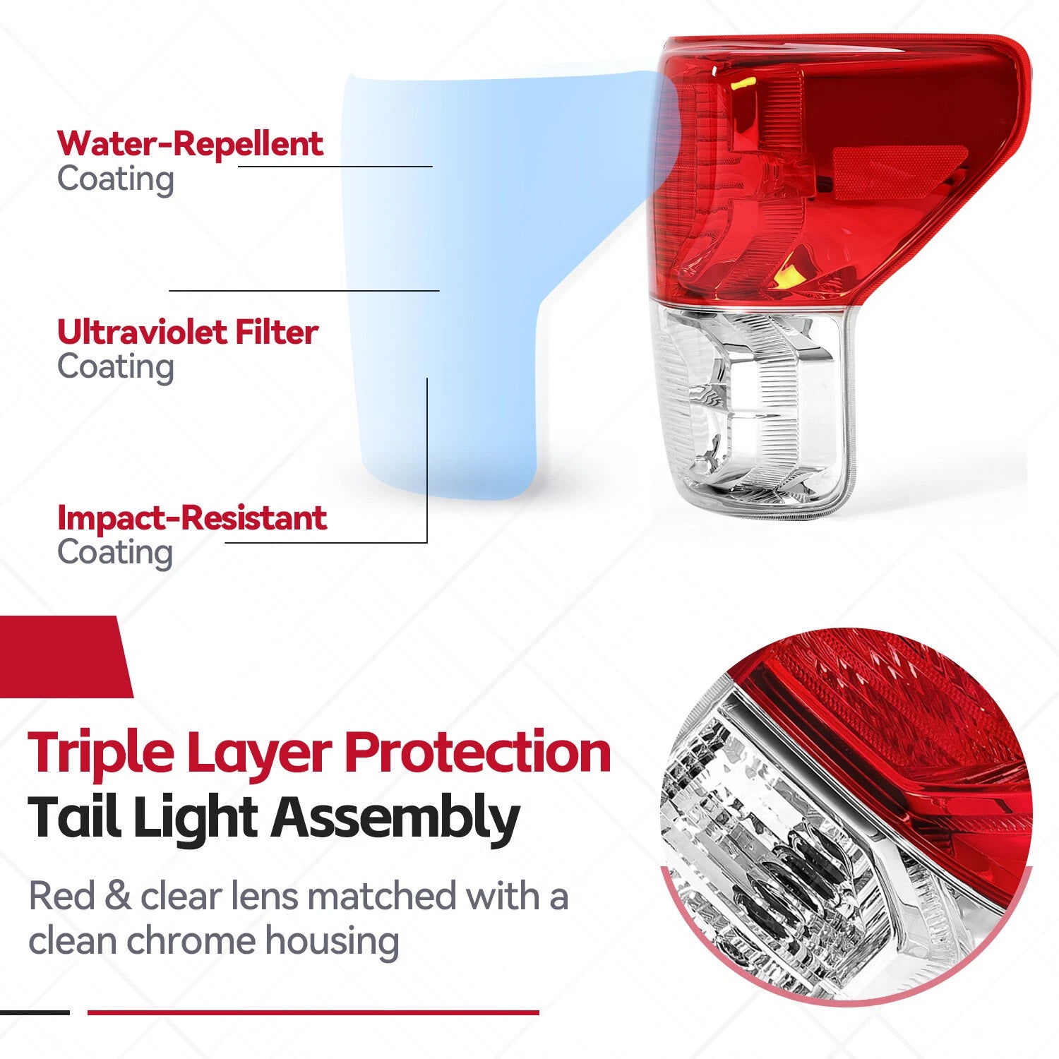 Tail Brake Light for Toyota Tundra Pickup (2010-2013) Right Passenger Side