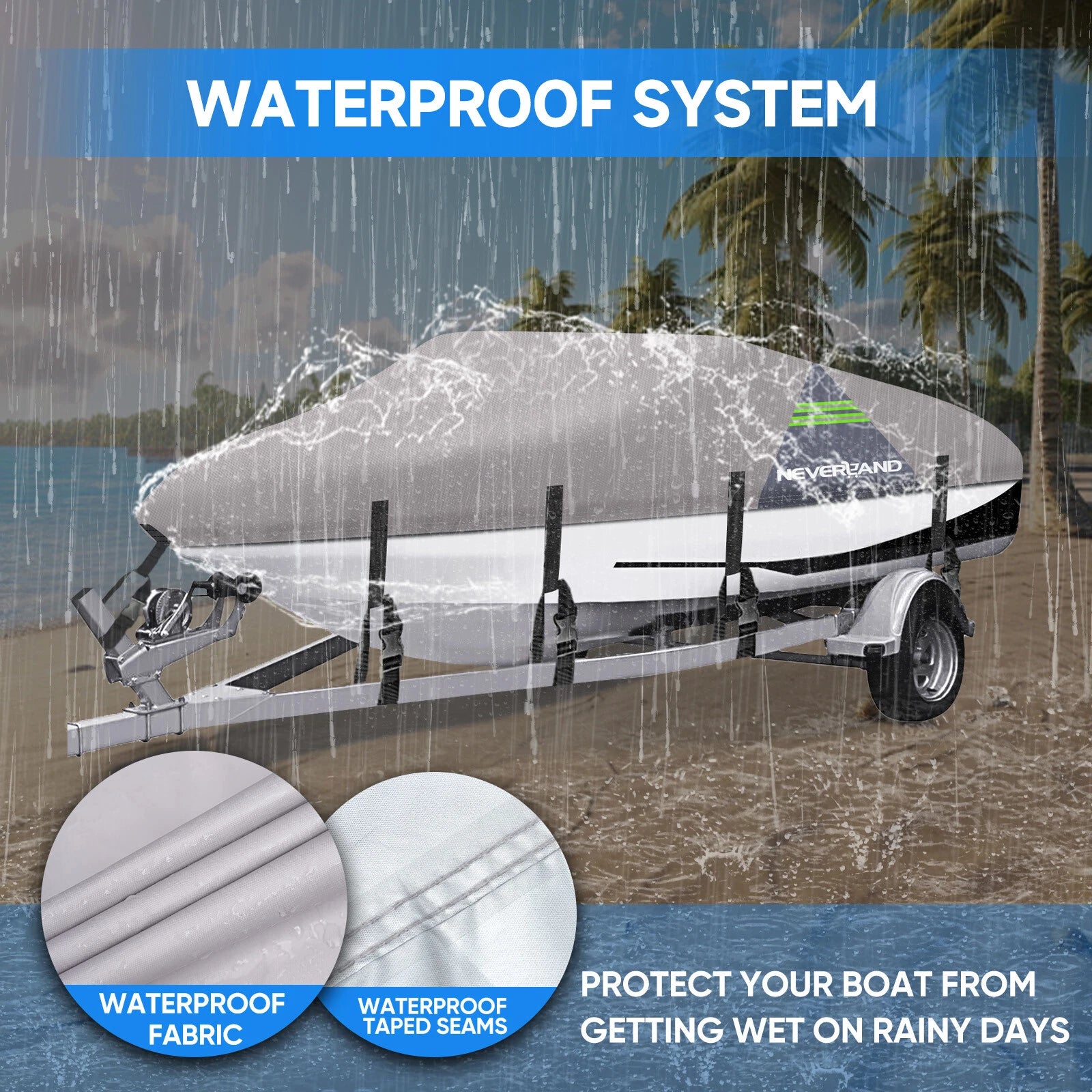 Pontoon Boat Cover for Neverland 14-24ft (Waterproof, UV, Heavy Duty)