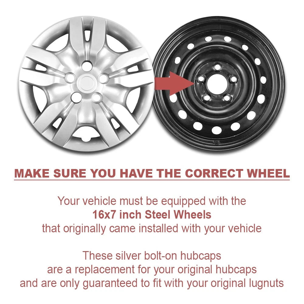 Wheel Covers Hub Caps 16 Inch 4 Bolt Replacement for Nissan Altima (2002–2012)