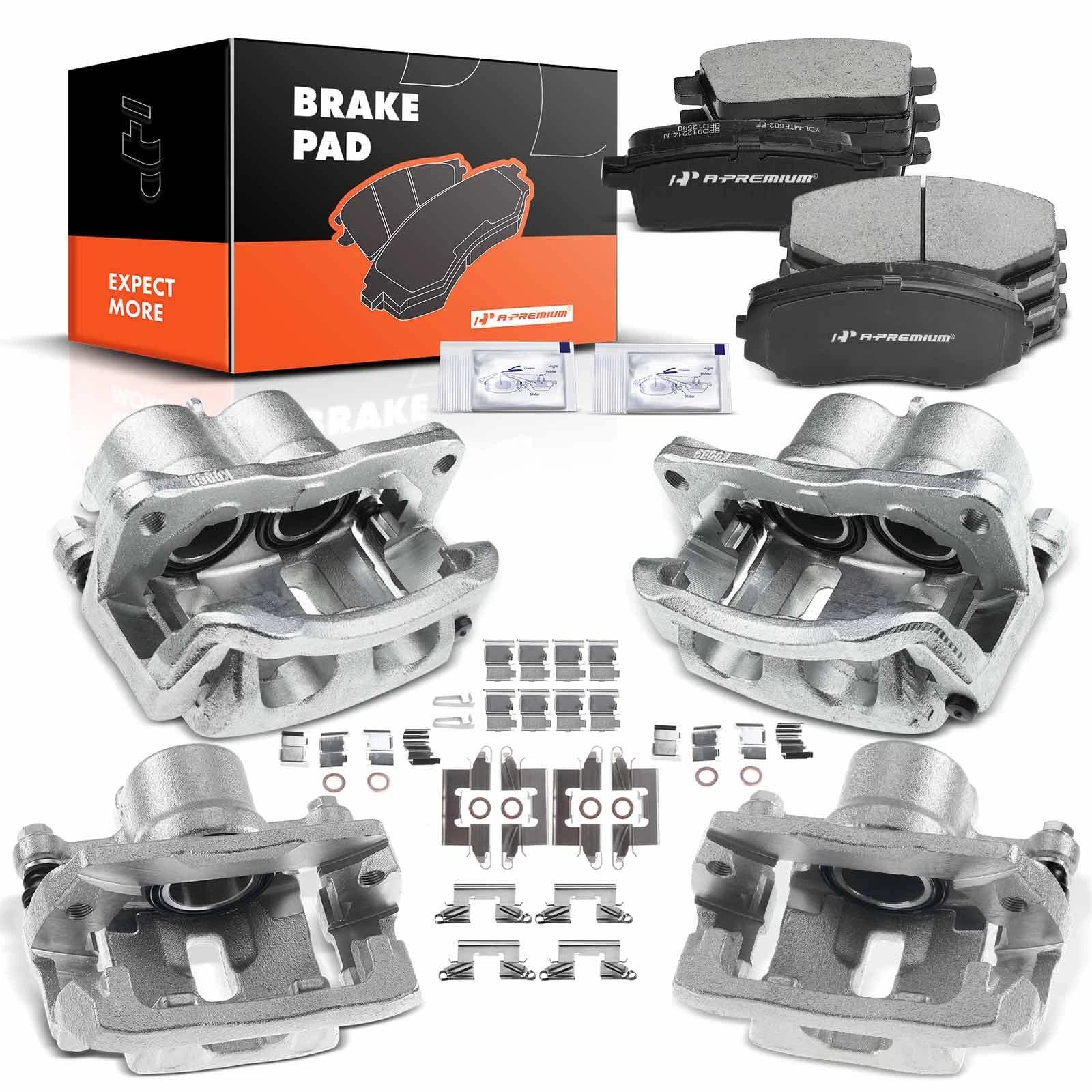 Set of 12 Brake Pads and Calipers for Mazda CX-7 (2007–2012)