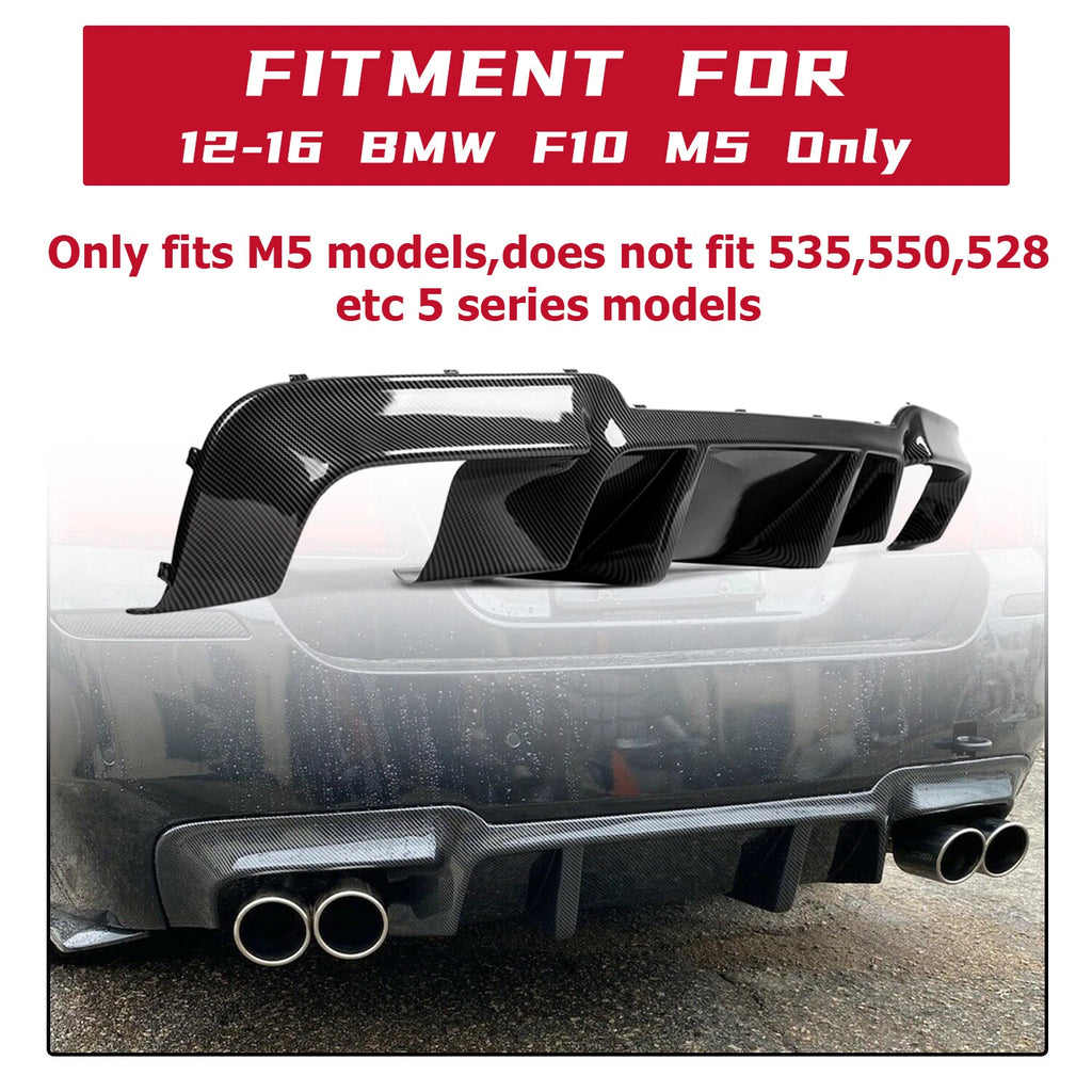 Rear Diffuser for BMW F10 M5 (2012-2016) - Carbon Fiber Style Quad Tips