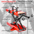 Steel Wide Deck Motorcycle Scissor Lift Jack for Bikes ATVs Cars (1100 lb)