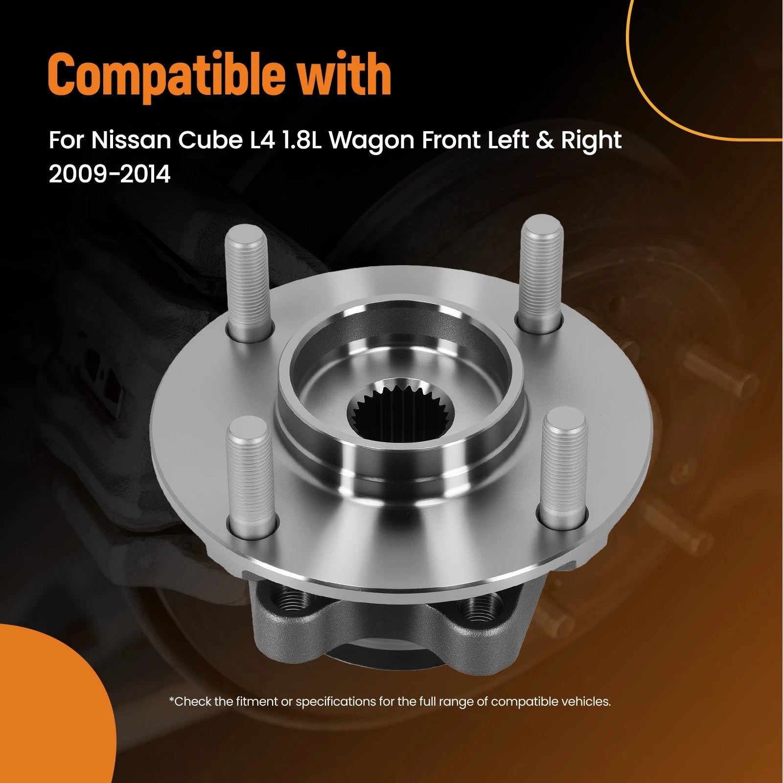 Pair Front Wheel Bearing Hub Assembly for Nissan Cube (2009–2014) HA590379