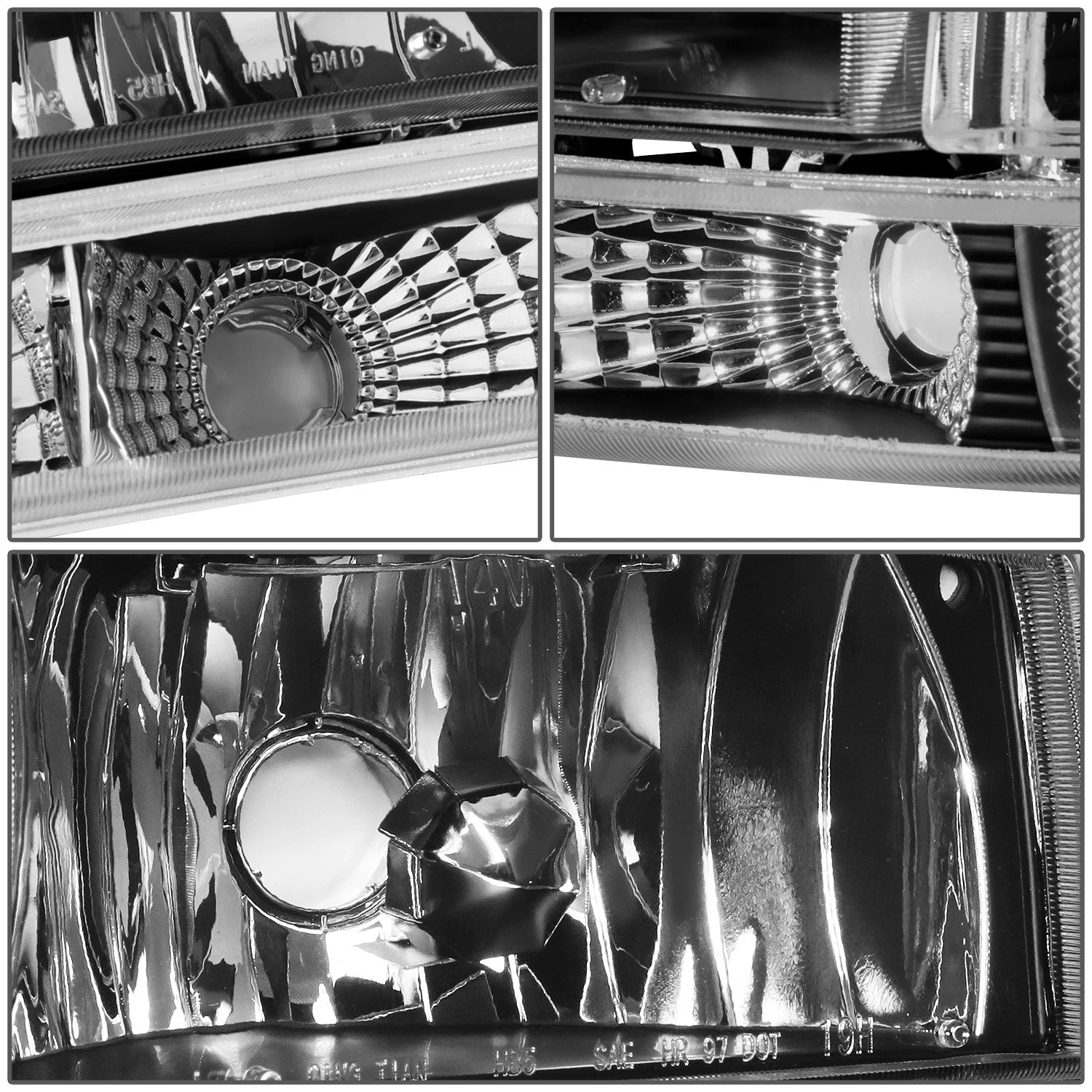 Set of 2 Black Housing Clear Corner Headlights for Dakota Durango (1997–2004)