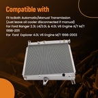 Coolant Radiator for Mazda B4000 4.0L V6 (1998–2010) 2173 Aluminum 2Row