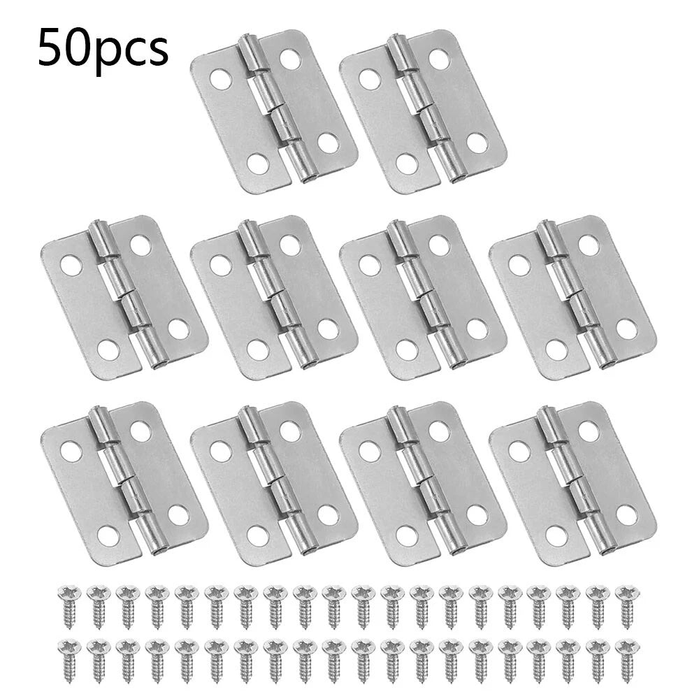50Pcs Mini Silver Hinges for Wooden Box Toolbox Jewelry Box (18x16mm)