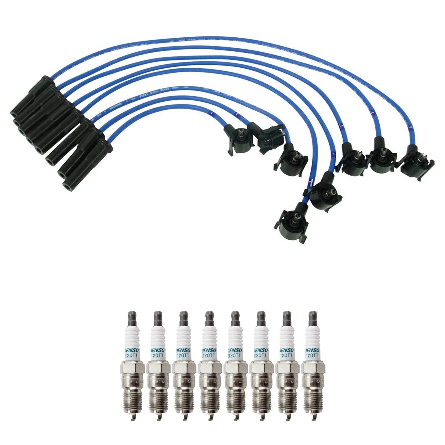 NGK 8mm Wire Set & Denso Iridium Spark Plug Kit for Mazda B2300 (1994–2000)