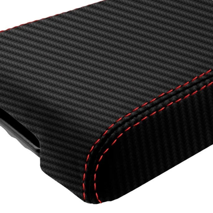 Console Armrest Cover for Dodge Nitro (2007–2011) Carbon Fiber Red Stitch