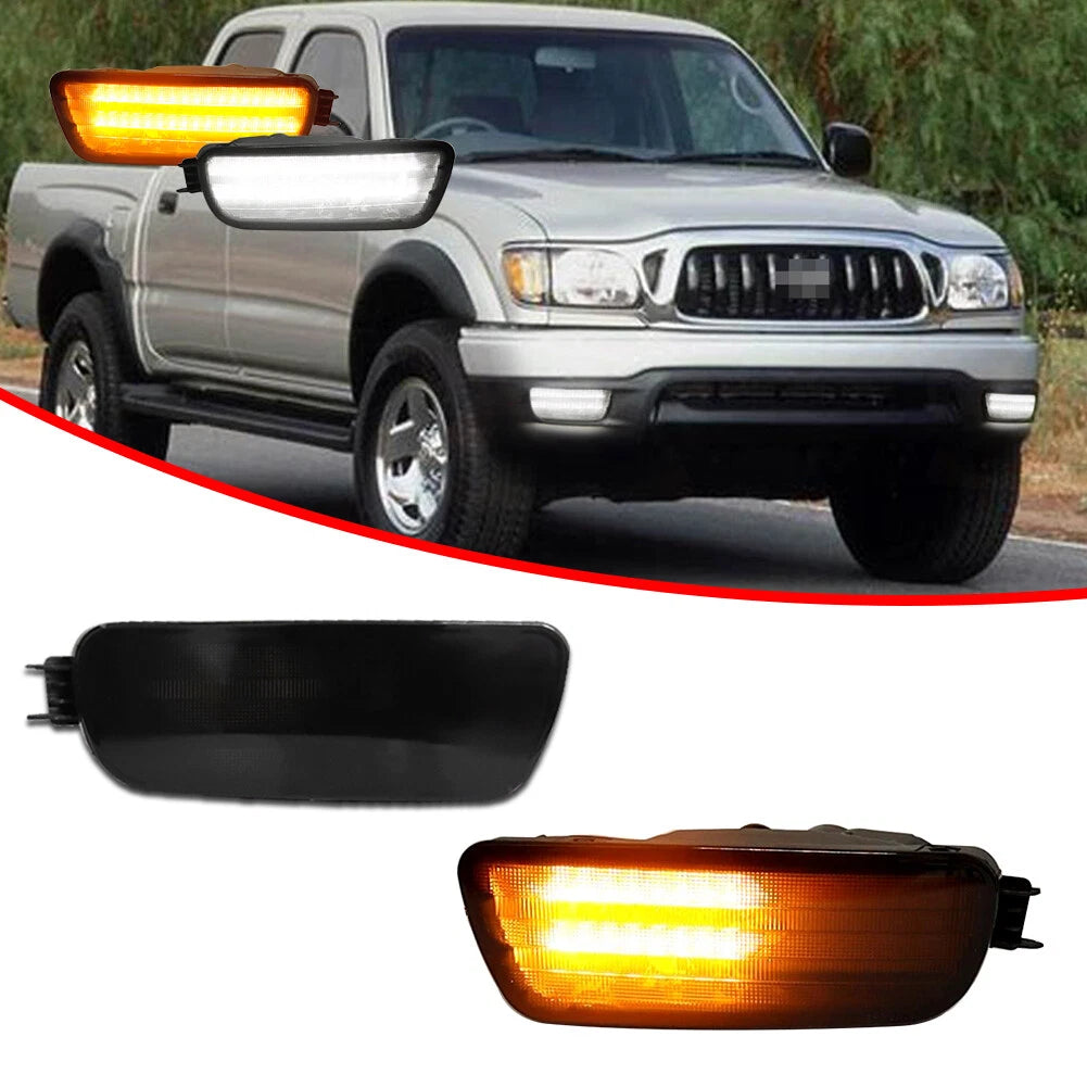 Smoked Lens LED Amber White Signal Parking Lights for Toyota Tacoma (2001–2004)