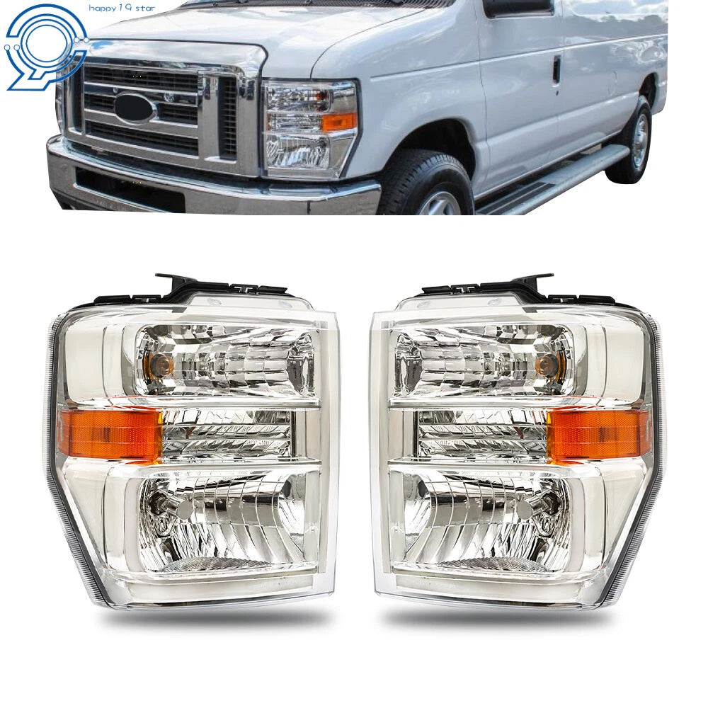 Set of 2 Headlights for Ford Econoline Van E150-E450 (2008–2014)