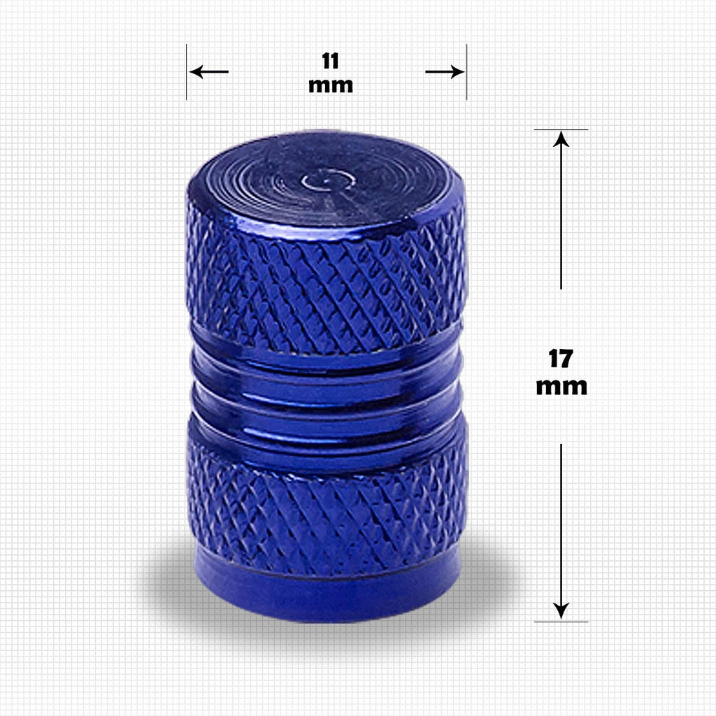 Set of 4 Blue Aluminum Tire Stem Caps for Universal Vehicles (2010–2023)