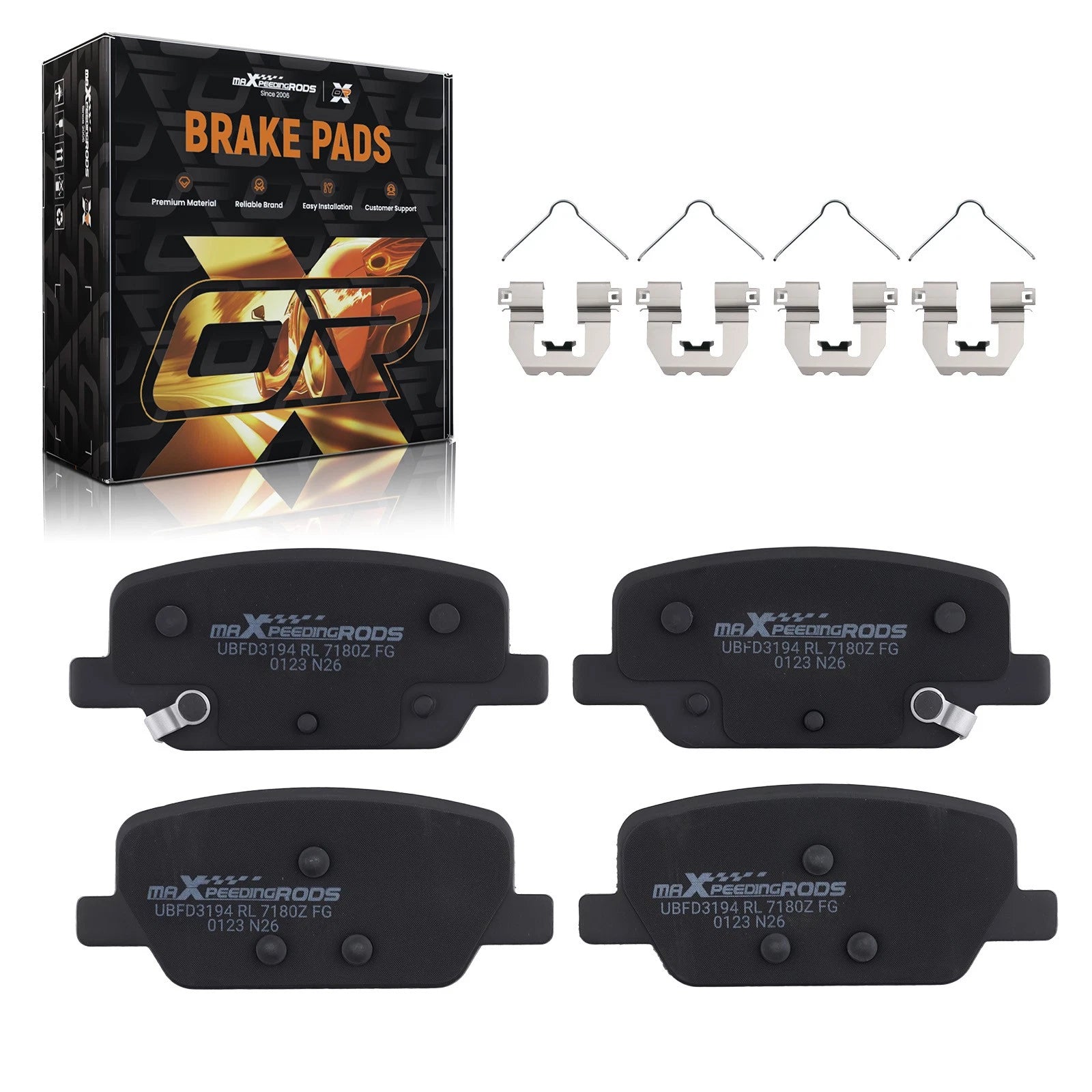Set of 4 Rear Ceramic Brake Pads for Hyundai Palisade, Santa Fe, Kia Telluride