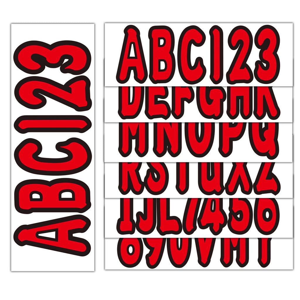 Set of 4 Boat Numbers and Letters Decal Stickers A-Z 0-9 Red