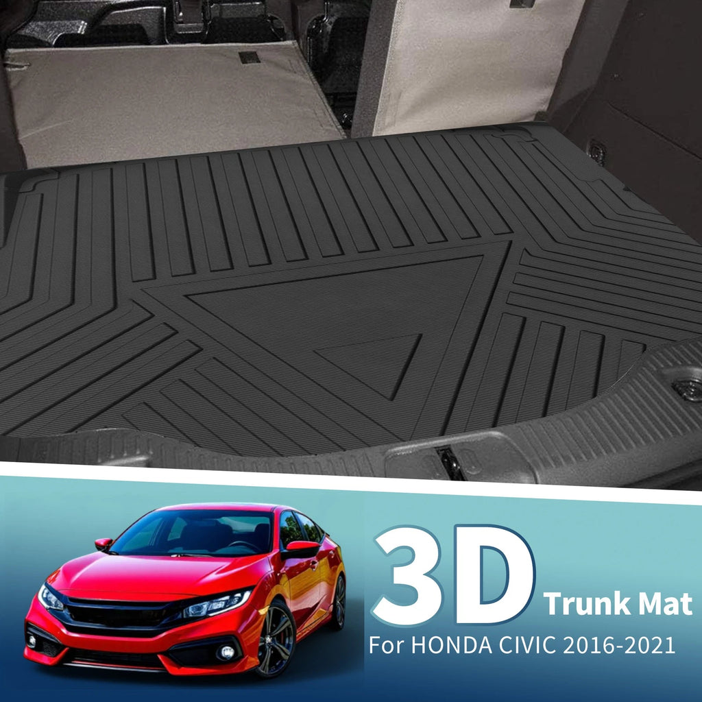 Flat Face Cargo Liner Rear Trunk Mat for Honda Civic (2016–2021) TPE