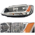 Pair of Headlights for Volkswagen Jetta (2011–2018) Halogen Black