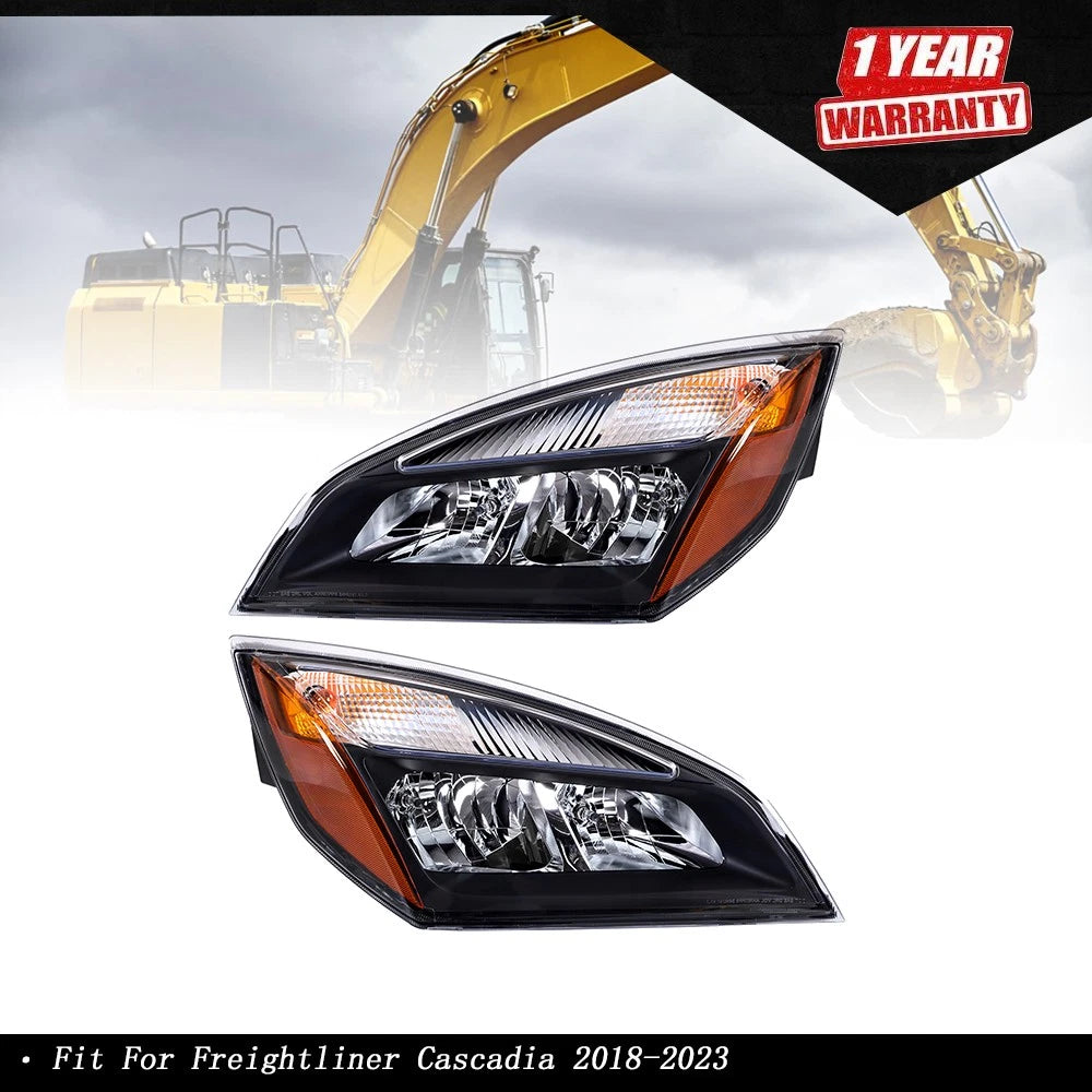 Set of 2 Halogen Headlights for Freightliner Cascadia (2018-2023)