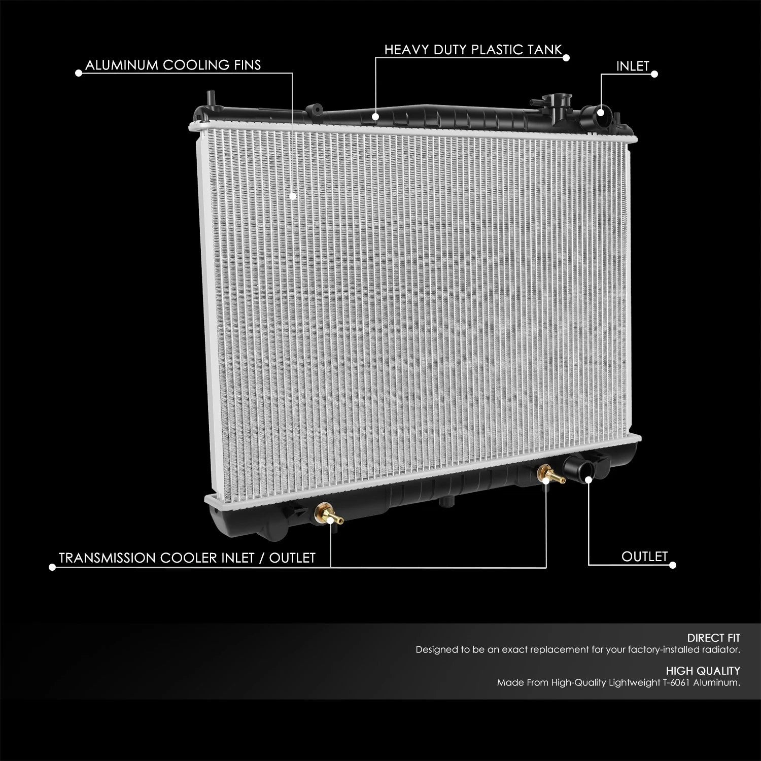 Full Aluminum Core Radiator for Nissan Frontier/Xterra (1998–2004) DPI 2215