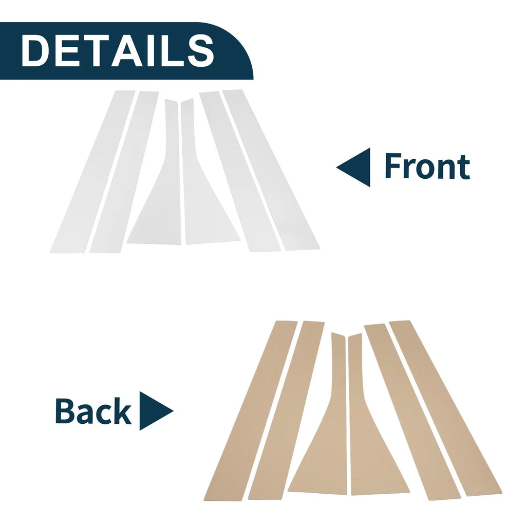 Set of 6 Door Pillar Window Trim for Honda Fit (2007–2008) Chrome