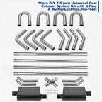 2.5" Mild Steel Exhaust Pipe Kit for DIY (Mandrel Bent, X Pipe & U-Bend)
