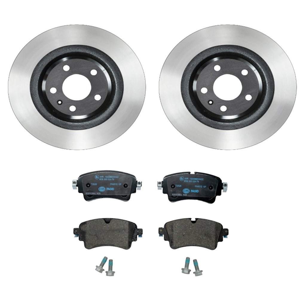 Set of 2 Wagner Rear Rotors & Hella Low-Met Disc Brake Pads for A4 A5 Quattro