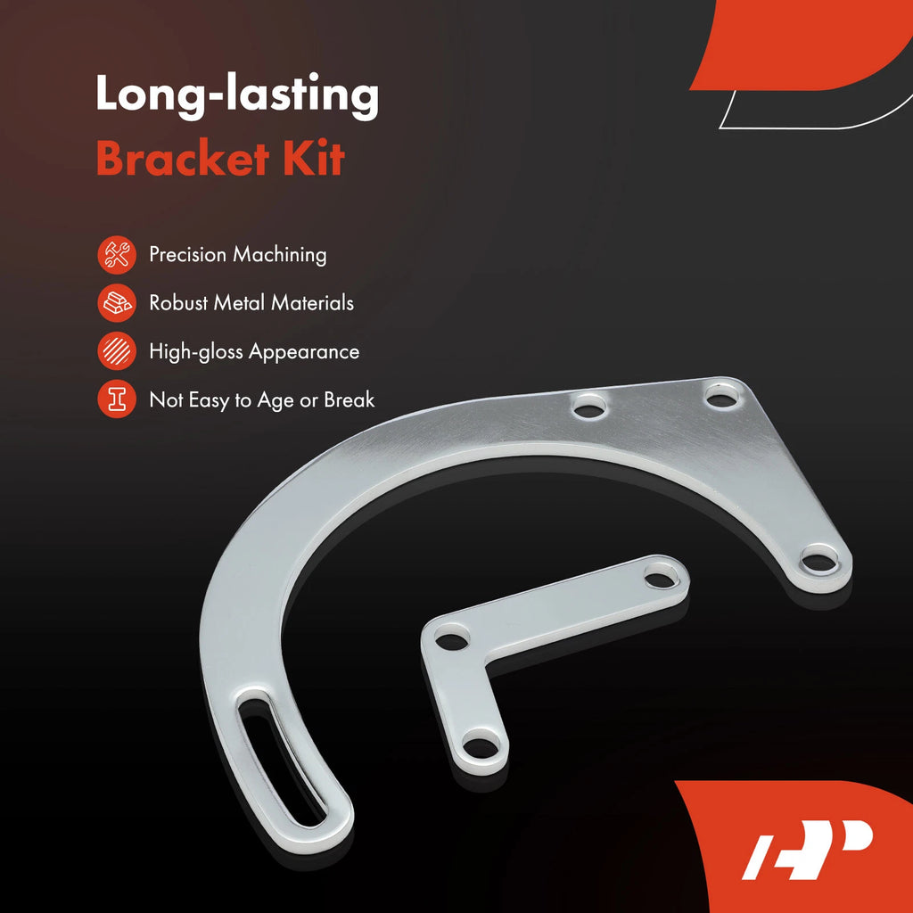 12x Steel Chrome Alternator Bracket Kit for Chevy SBC (Short Water Pump)