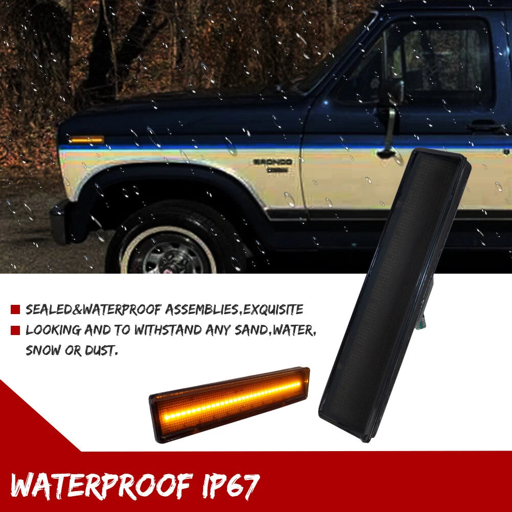 2X Smoke Lens Amber LED Front Side Marker Lights for Ford F150 F250 F350