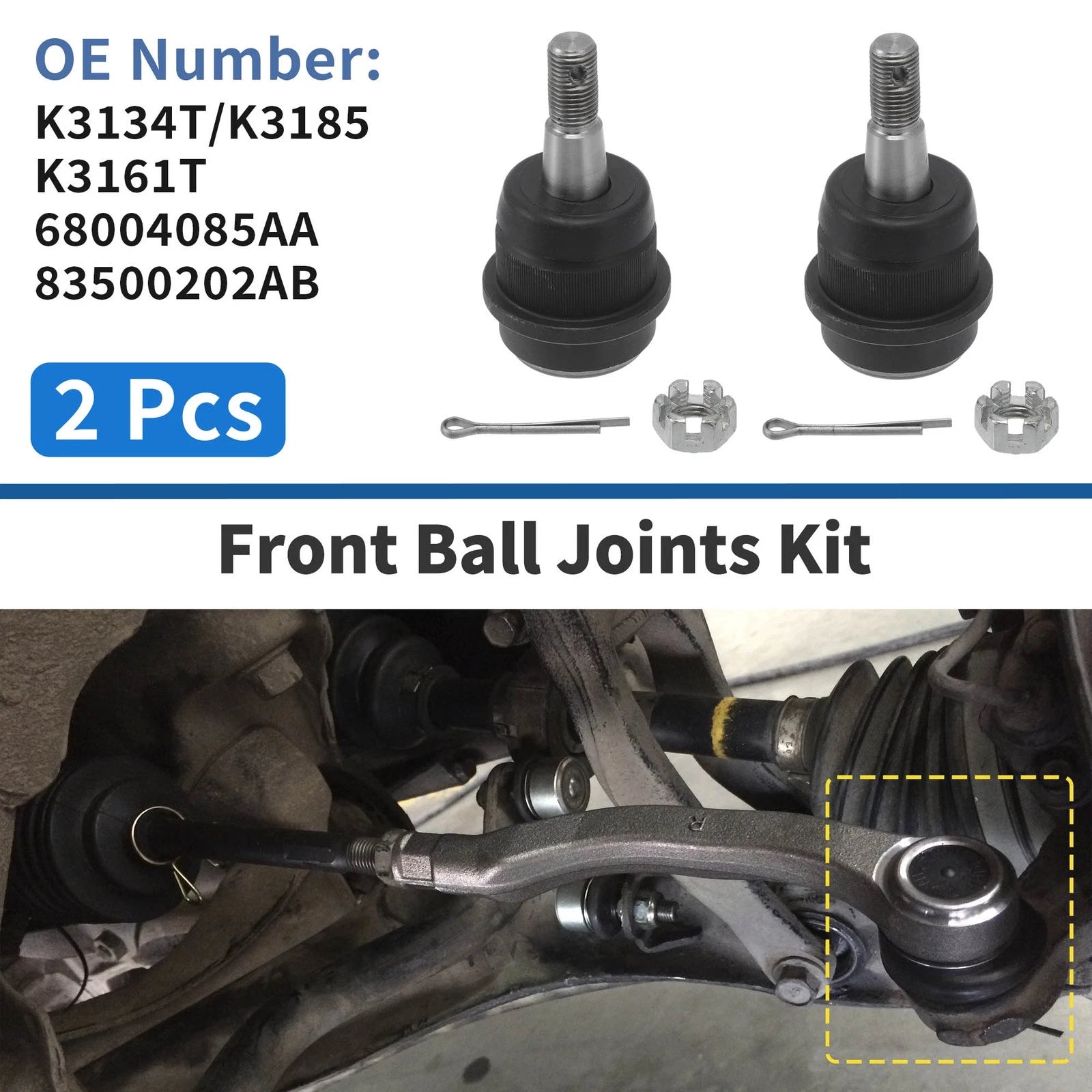 2X Front Lower Ball Joints for Dodge Ram 1500 (1994–2001) No.K3134T/K3185