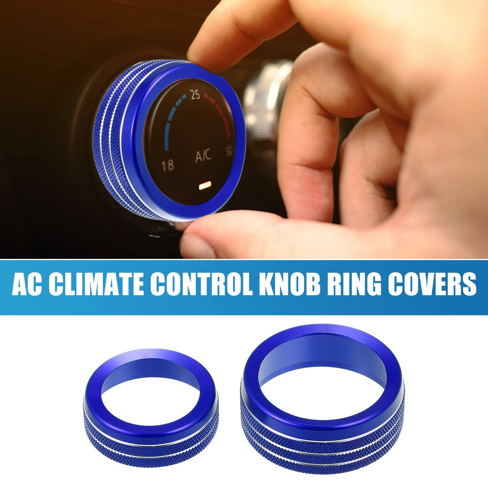 Set of 3 AC Radio Switch Knob Cover Decals for Dodge Durango (2014–2020) Blue