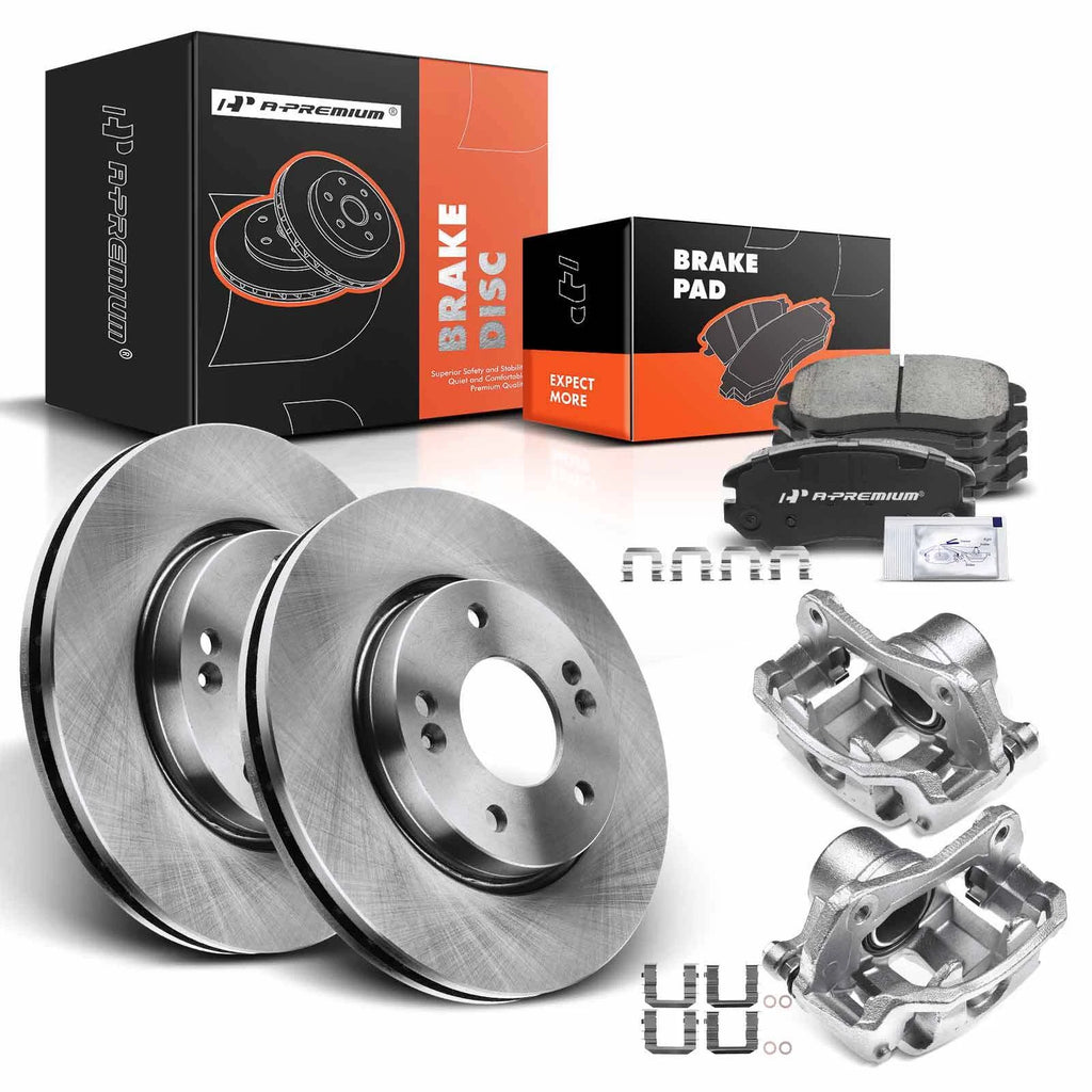 Set of 2 Front Brake Rotors and Pads for Hyundai Elantra 