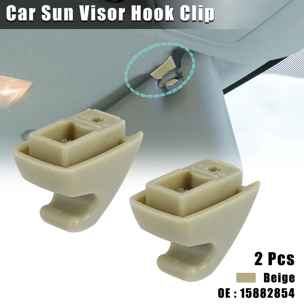 Set of 2 Beige Visor Retainer Support Clips for Chevy Silverado Tahoe (2007–2013)