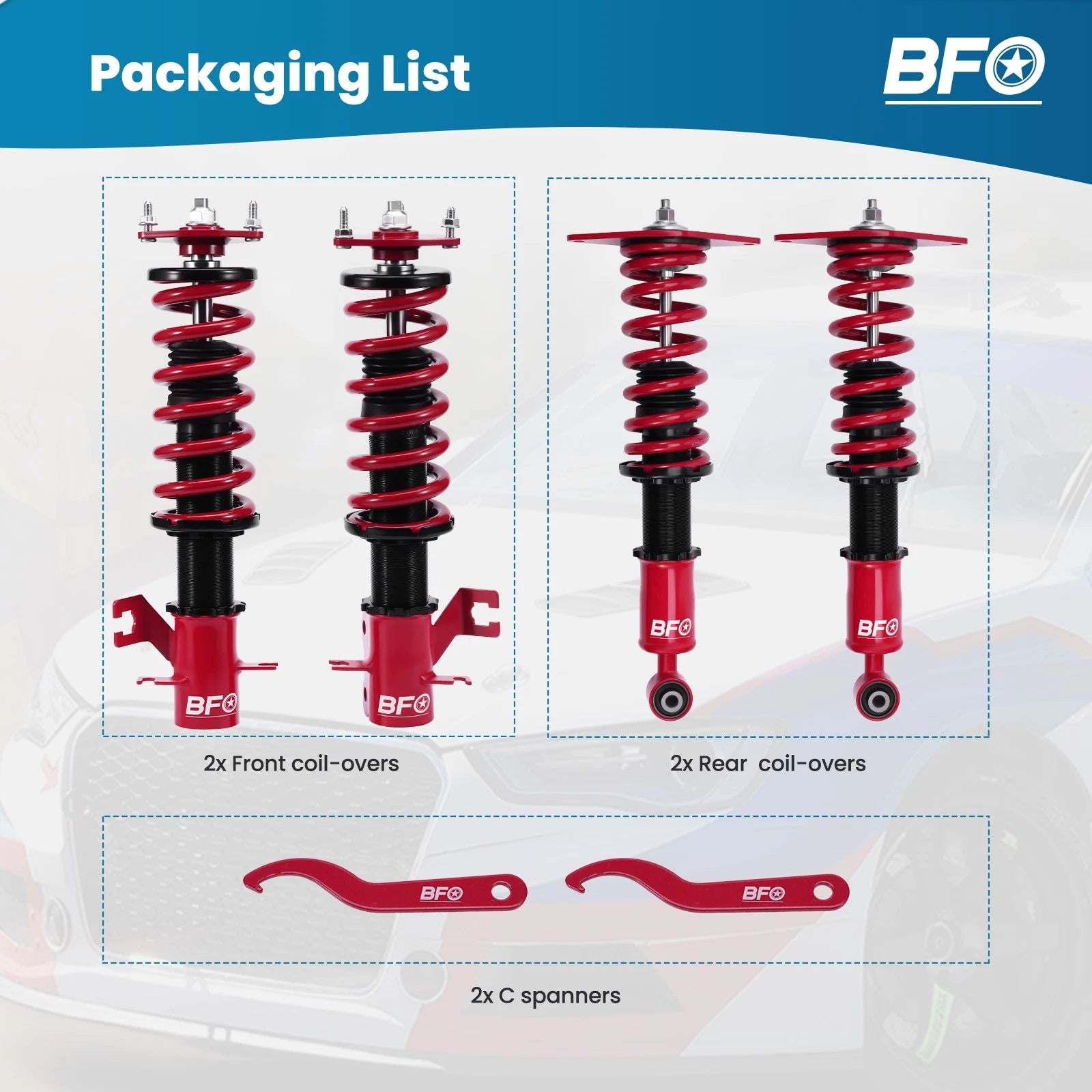 4Pcs Coilovers Suspension Kit for Nissan Sentra B15 (2000–2006)