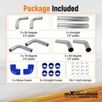 2.5" 63mm Aluminum Intercooler Pipe Tube Set for Universal (—–—)
