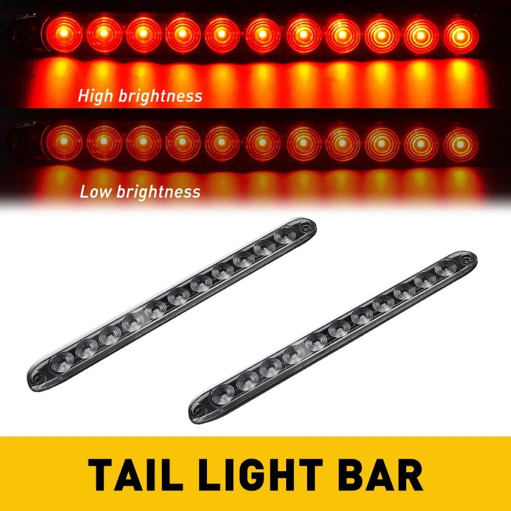 2PC 15" LED Red Sealed Trailer Truck & RV Stop Tail Rear Brake Light Bar