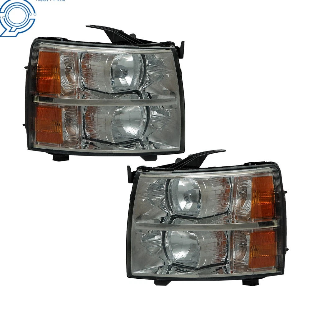 Set of 2 Headlights for Chevy Silverado (2007-2013) Black Housing Smoke