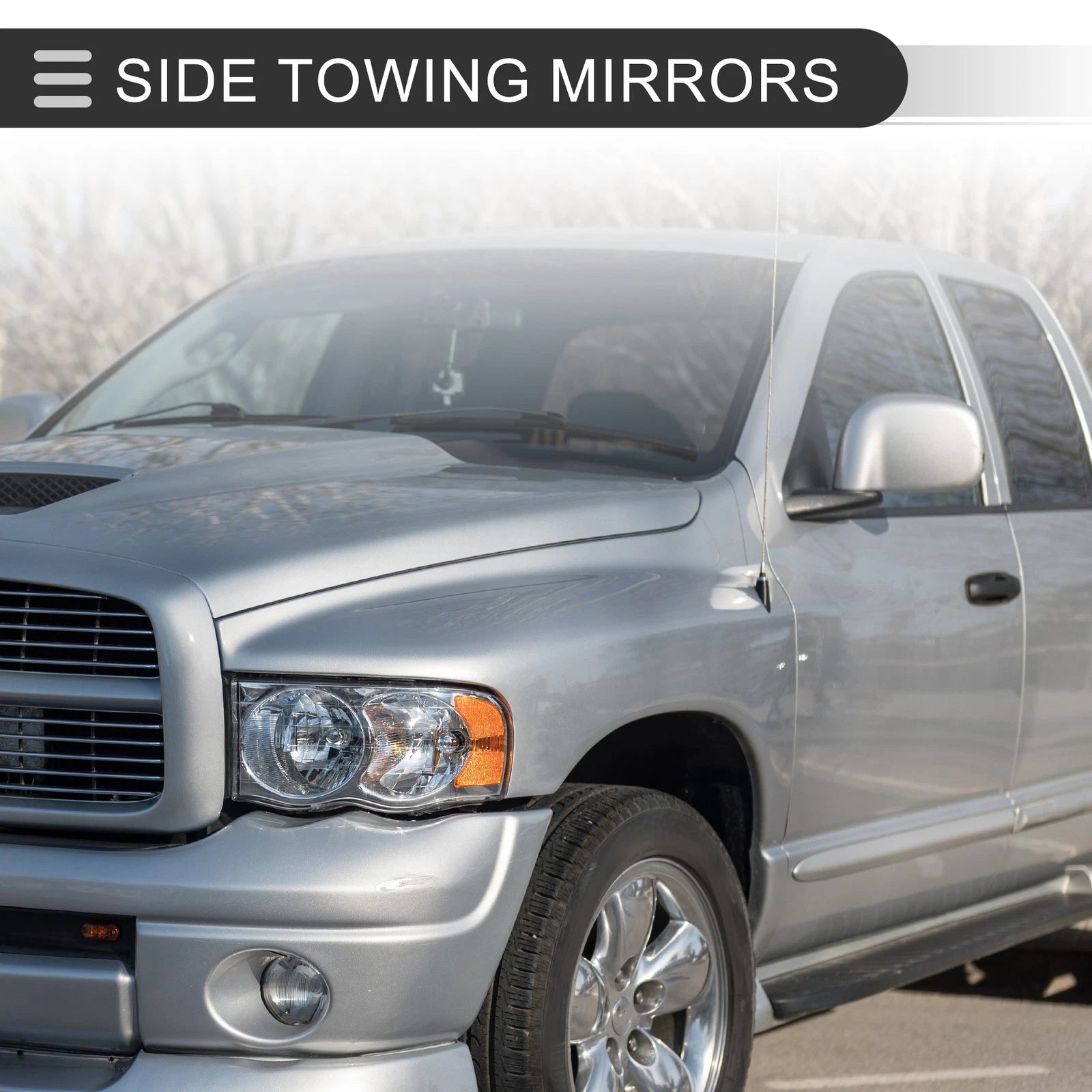 Tow Mirrors for Dodge Ram 2500 3500 (2003–2009) Puddle Lamp Black 1 Pair