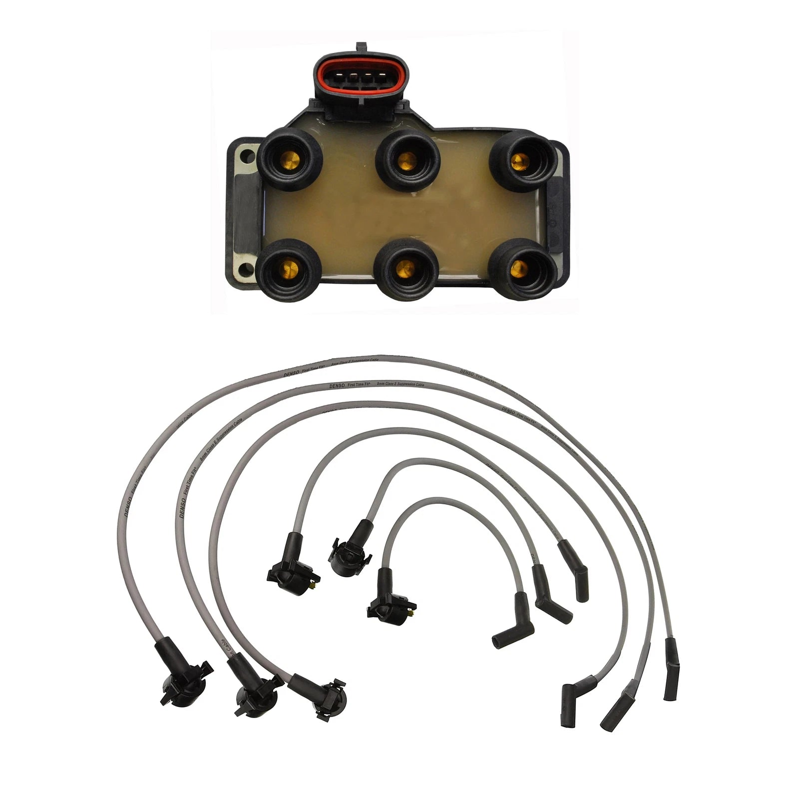 Denso Ignition Coil & Spark Plug Wire Set for Ford Mustang 3.8L V6 (1994–2004)