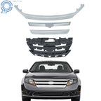 Set of 4 Front Upper Bumper Grilles with Chrome Trim for Ford Fusion (2010–2012)