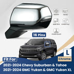 Side Mirror for Chevy Suburban Tahoe GMC Yukon (2021–2024) 16 Pins Chrome