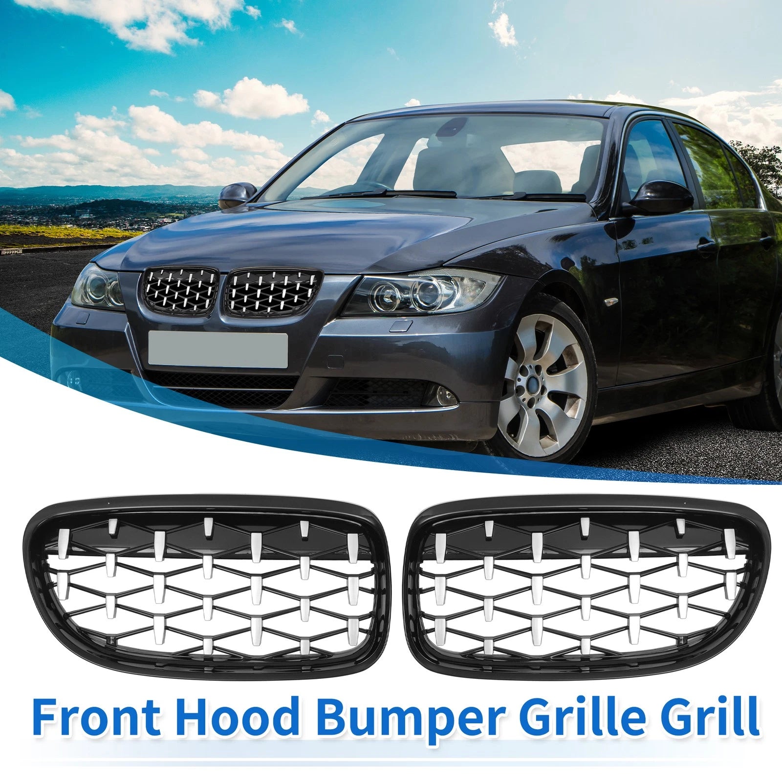 Front Hood Bumper Grille for BMW 335d 328i 335i xDrive (2007–2013) Pair