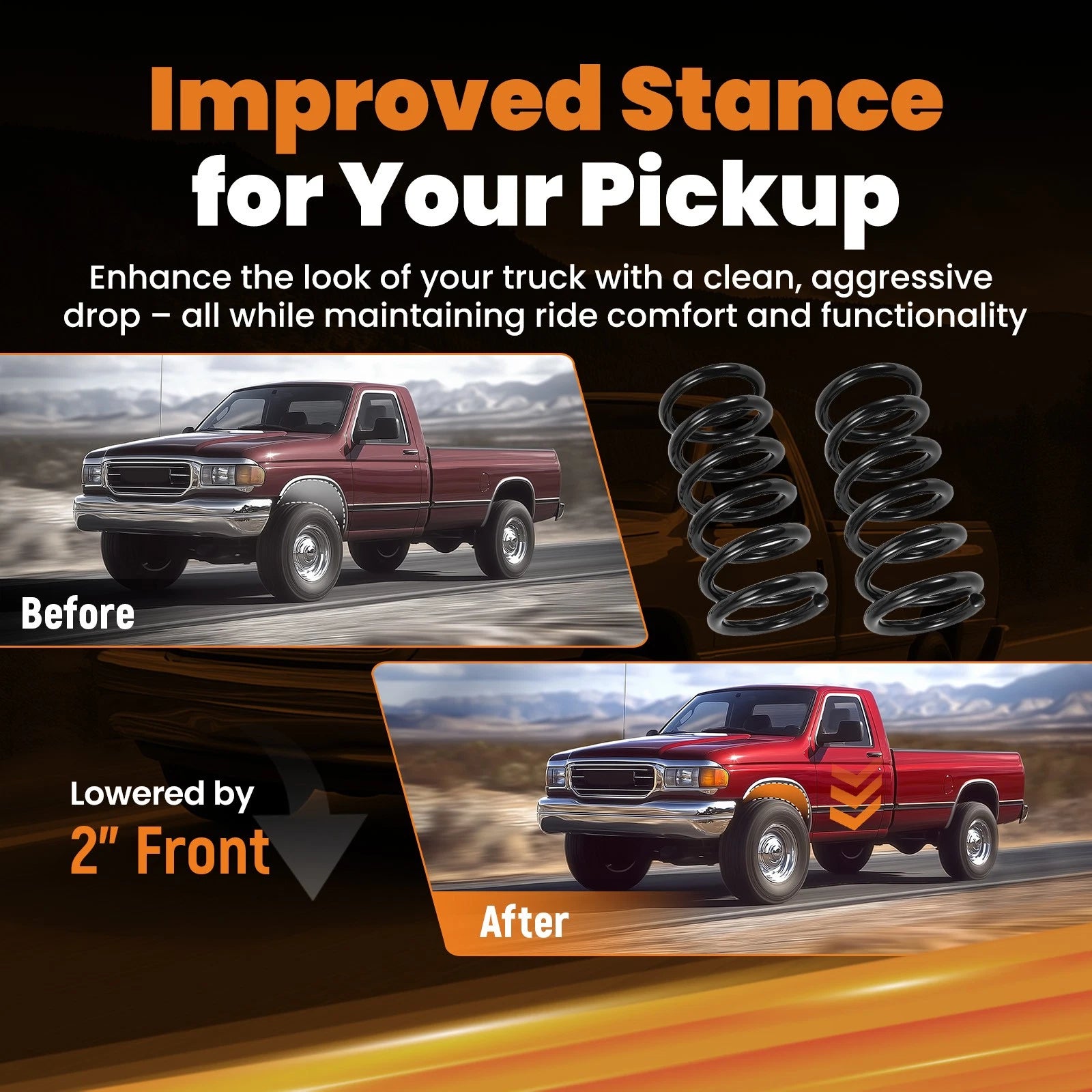 2" Front Coil Drop Springs for Dodge Ram 1500 (1994–2001) 2WD Suspension Kit