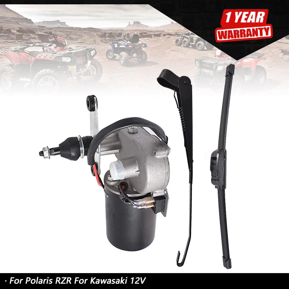 Electric Windshield Wiper Motor Kit for Polaris RZR & Kawasaki (12V)