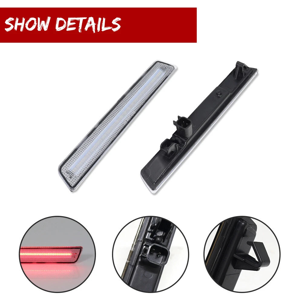 2X Clear Lens Red LED Rear Side Marker Lights for Dodge Challenger (2015–2023)