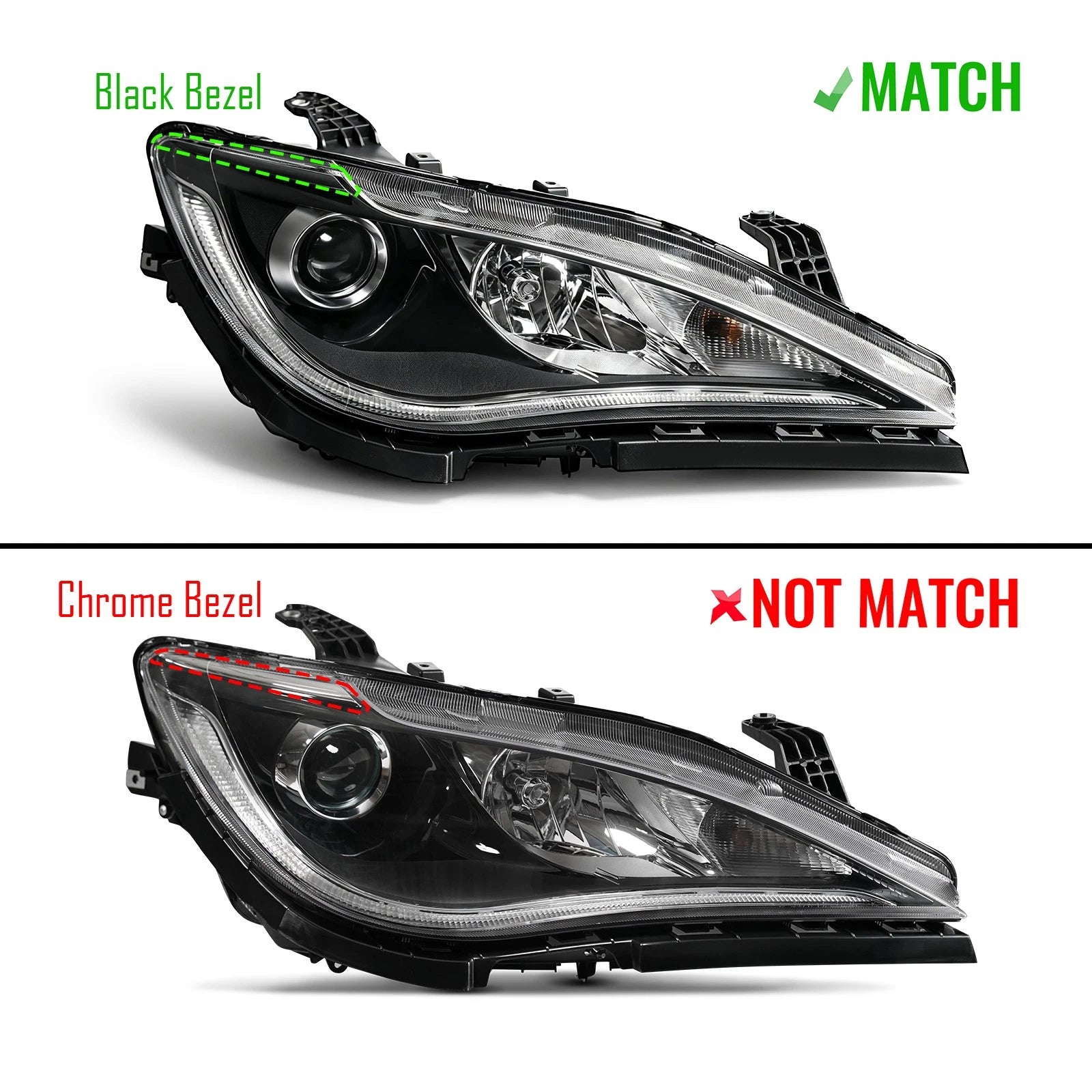 Halogen Headlight Black Bezel for Chrysler Pacifica (2017–2020)
