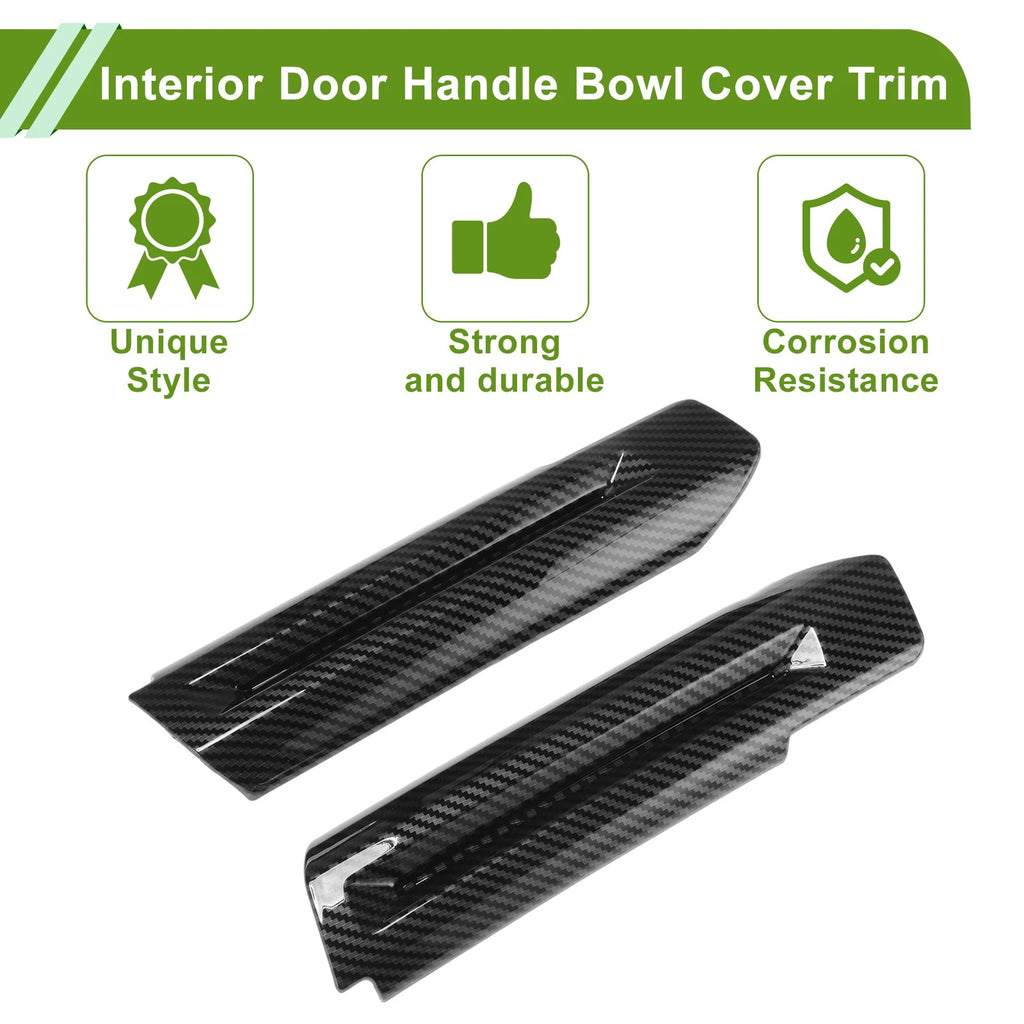 Interior Door Handle Bowl Cover Trim for Ford Mustang (Carbon Fiber, Black)