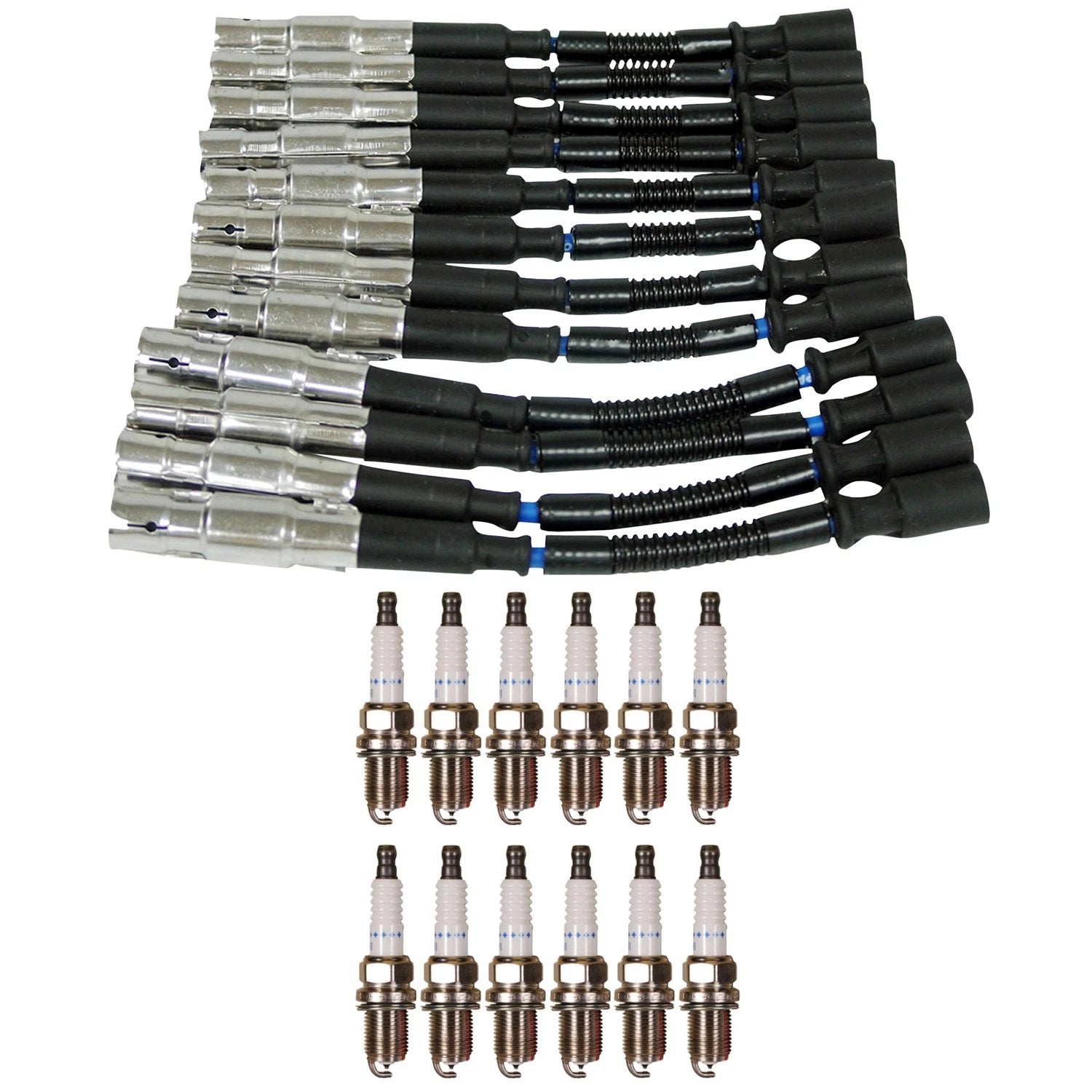 NGK Wire Set & Denso 12 Double Platinum Spark Plugs for W163 E320 W211 E320
