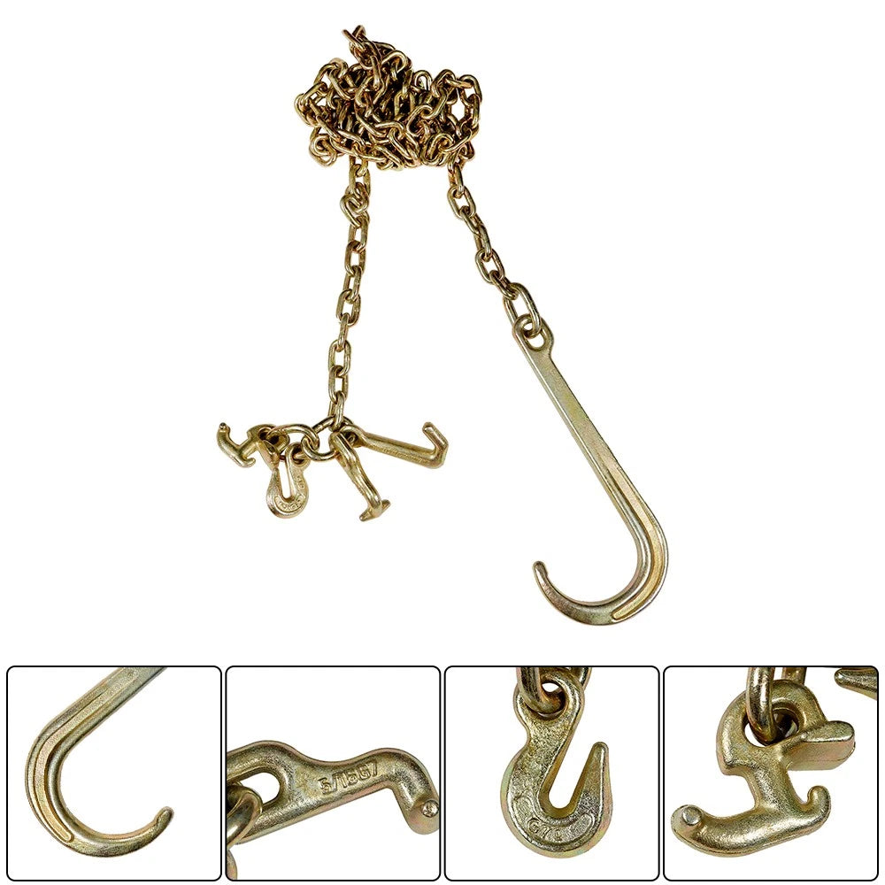 Set of 2 Tow Chains with J-Hooks for Flatbed Trucks